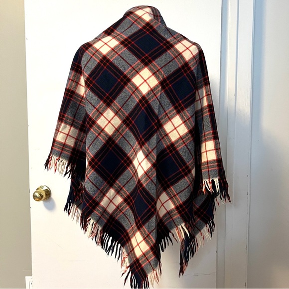Tartan Plaid Fringe Shawl Wrap Vintage Wool Scottish Style Fall Spring Lewks - Picture 7 of 12